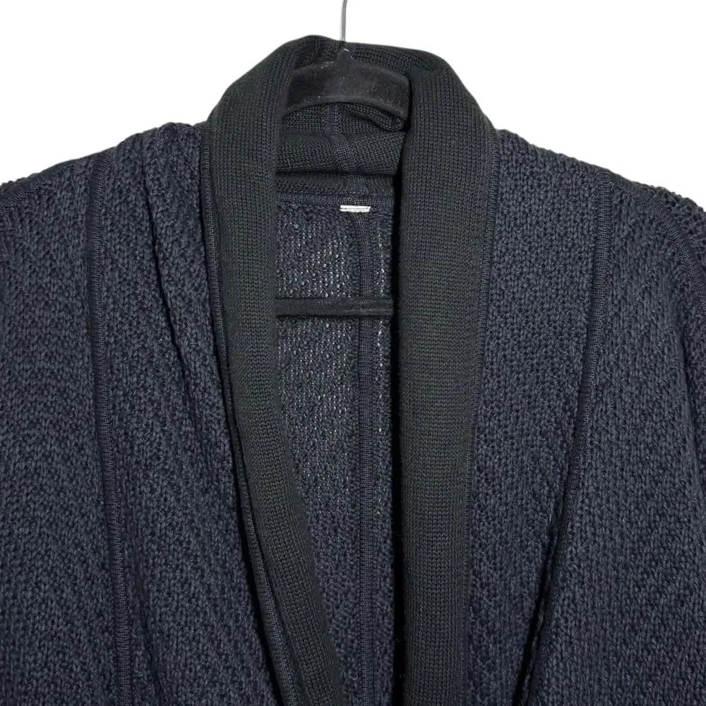 Lululemon Navy Blue Inkwell Black Cotton Blend Post Practice Knit Cardigan - 8